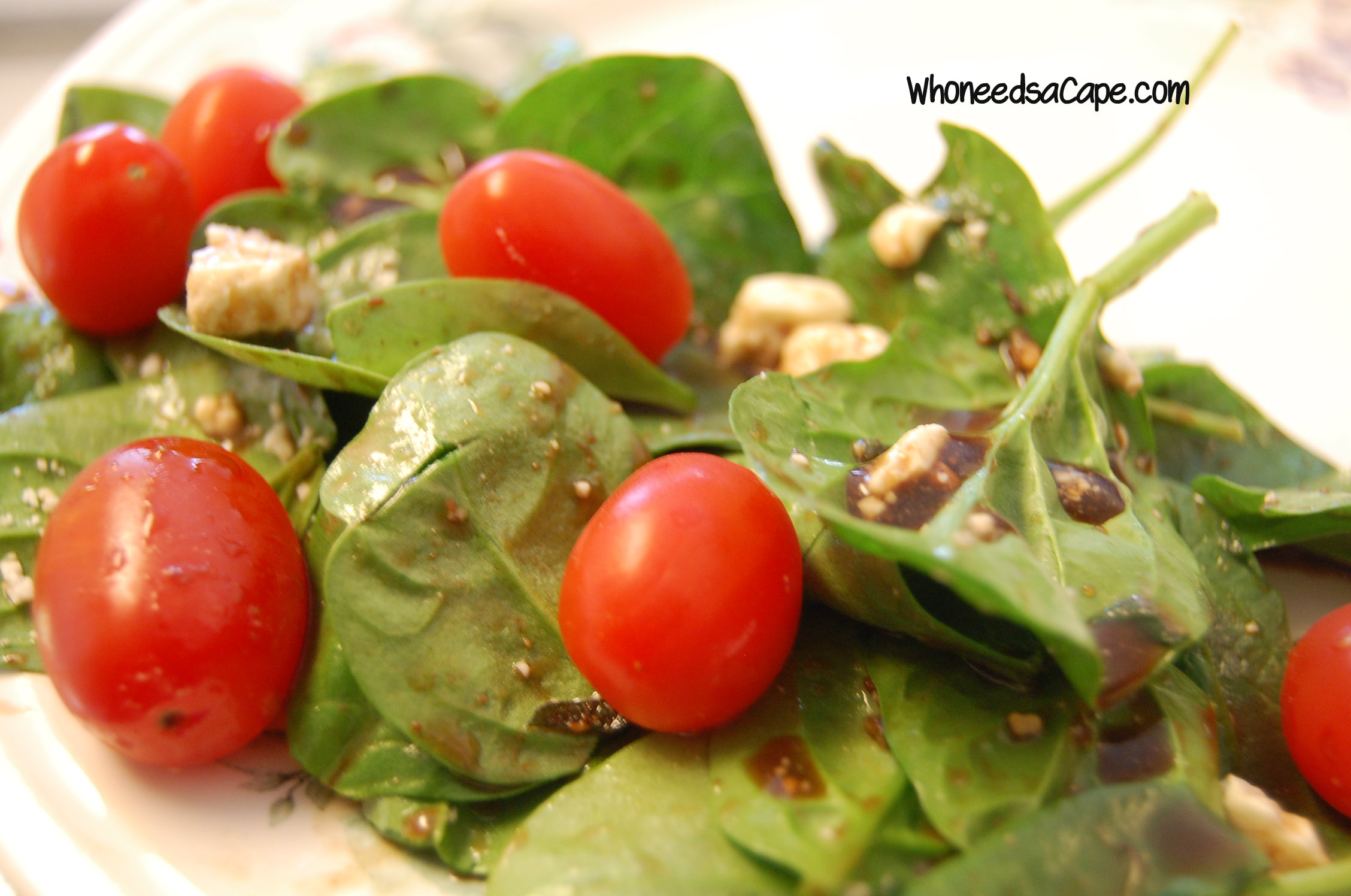 Spinach Salad with Honey Balsamic Dressing Who Needs A Cape?