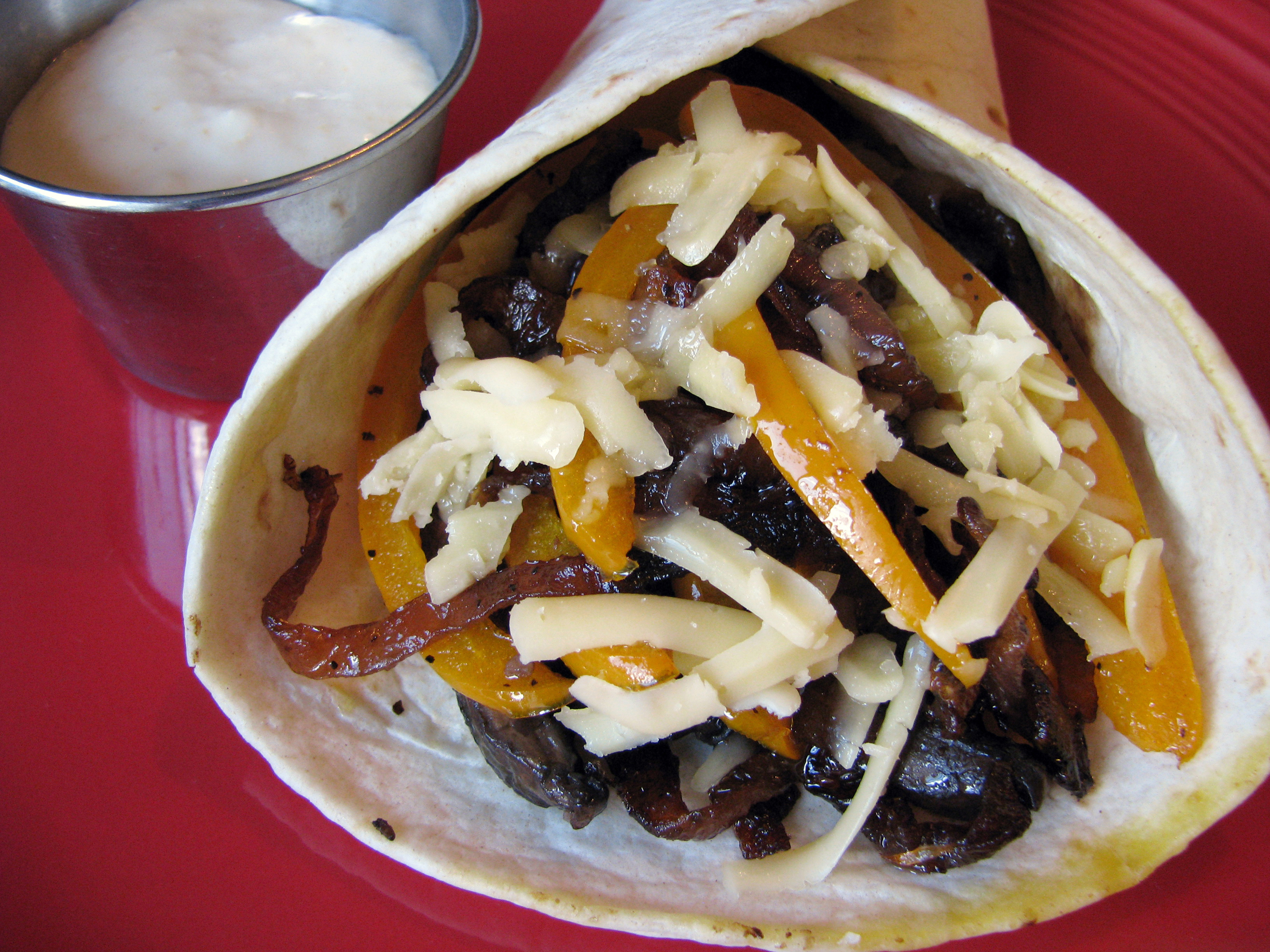 Portobello, Onion, Pepper & Havarti Wrap Who Needs A Cape?