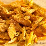 Crockpot Garlic Pesto Chicken with Pasta in a Tomato Cream Sauce  