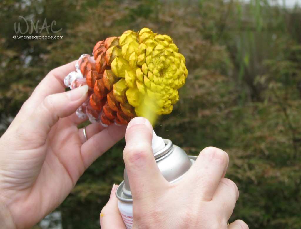 diy candy corn pine cones