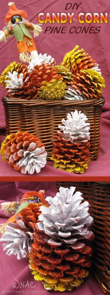 diy candy corn pine cones