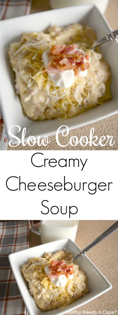 Let your crockpot do the work! Enjoy this Slow Cooker Creamy Cheeseburger Soup with a crusty loaf of bread! Add toppings of choice for a comforting dinner.