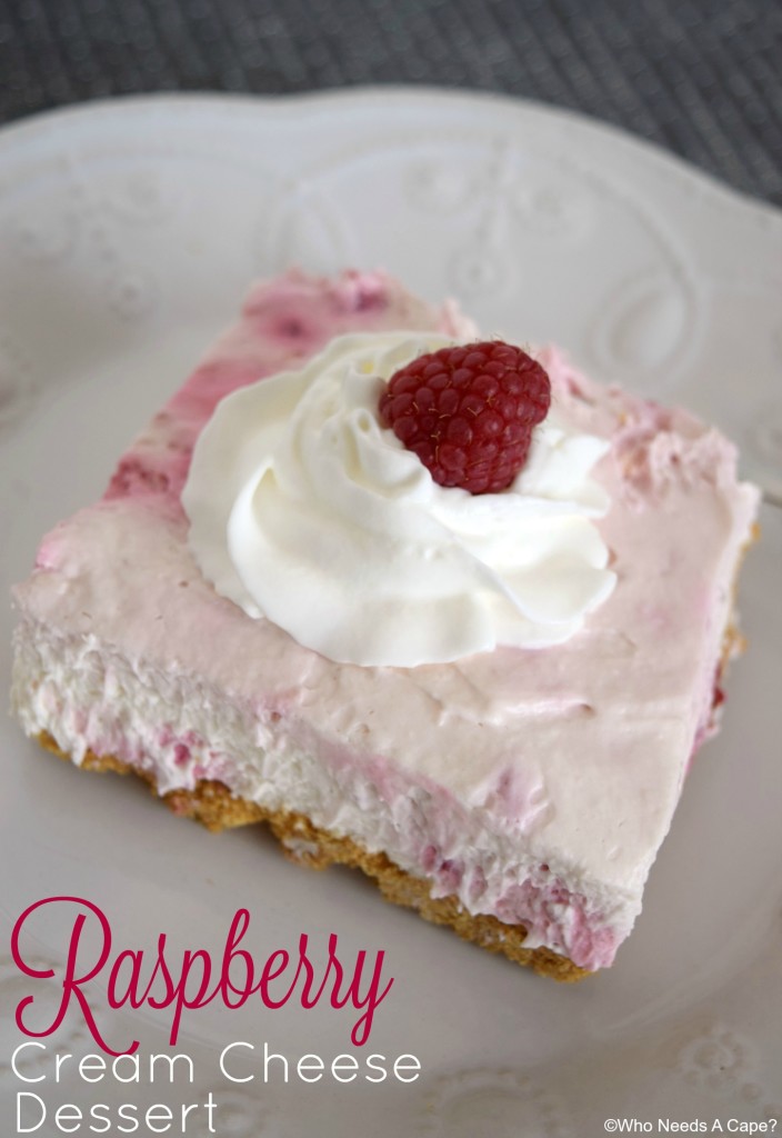 Creamy, dreamy and oh so good! This easy Raspberry Cream Cheese Dessert is practically no-bake and full of fruity goodness.