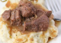 Comfort food at its very best! Slow Cooker Beef Tips & Gravy is the perfect meal for delivering homemade flavors with your crockpot. Great freezer meal too!