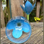 blue flower wine glass