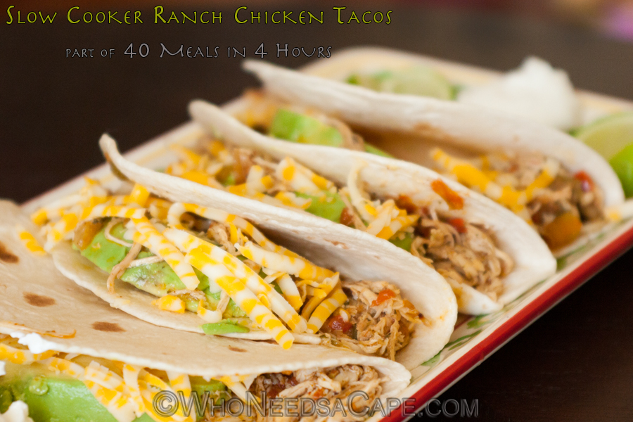 Slow Cooker Ranch Chicken Tacos Who Needs A Cape