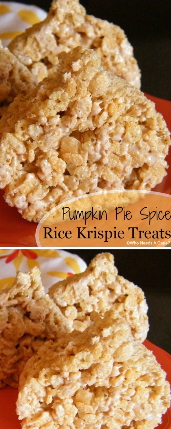 Pumpkin Pie Spice Rice Krispie Treats | Who Needs A Cape?