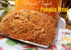 This Streusel Topped Pumpkin Bread will soon be a new fall favorite! Easy to make and wonderful for breakfast, snack or dessert time!