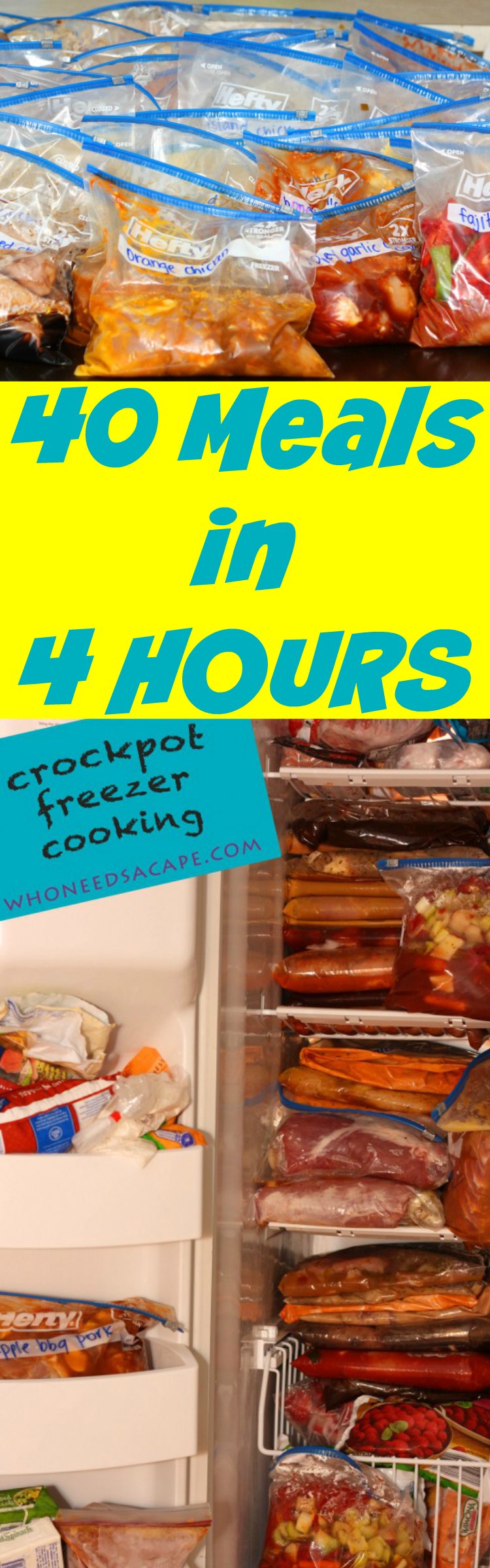 40 Meals in 4 Hours Crockpot Slow Cooker Freezer - Who 