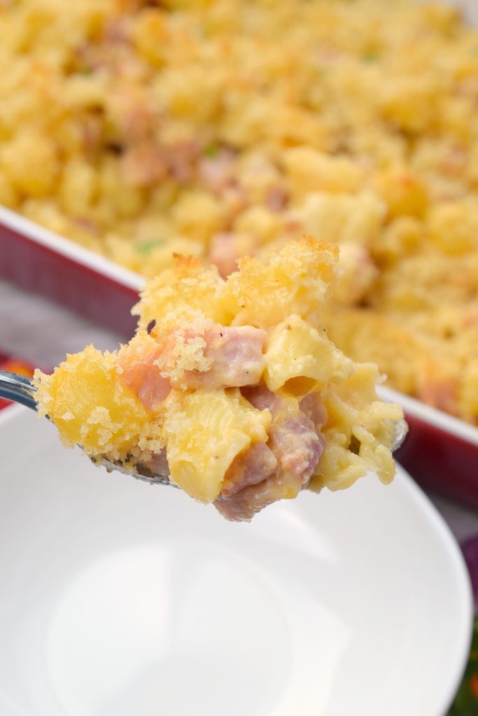 Baked Macaroni & Cheese with Ham | Who Needs A Cape?