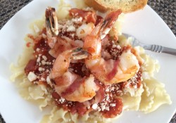 This Bacon-Wrapped Shrimp Pasta is a restaurant quality meal you can create at home. Simple to make and a family favorite, the flavors just pop.