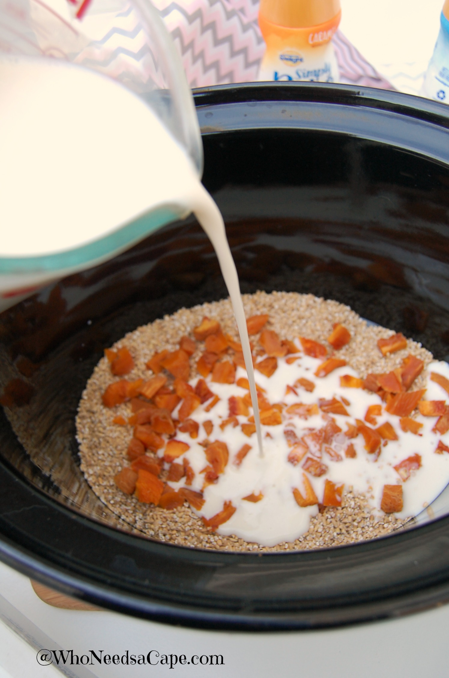 Peaches & Cream Overnight Slow Cooker Oatmeal Who Needs