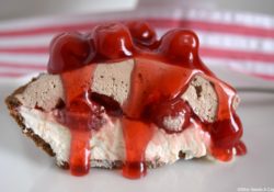 Need a cool dessert that's easy to make? Creamy No-Bake Black Forest Pie has layers of creamy deliciousness with cherry pie filling! So easy too!