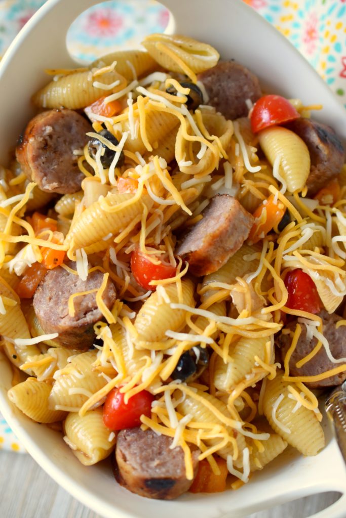 Add a delicious touch to your next BBQ by making Pasta Salad with Bratwurst. Who says Bratwurst has to be in a bun? Enjoy it in this great side dish.