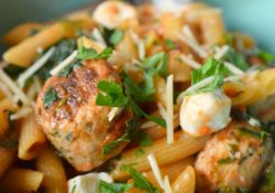 Penne with Chicken Meatballs and Mozzarella is a deliciously simple pasta dish that's ready in no time. Loaded with flavors, your family will love it.