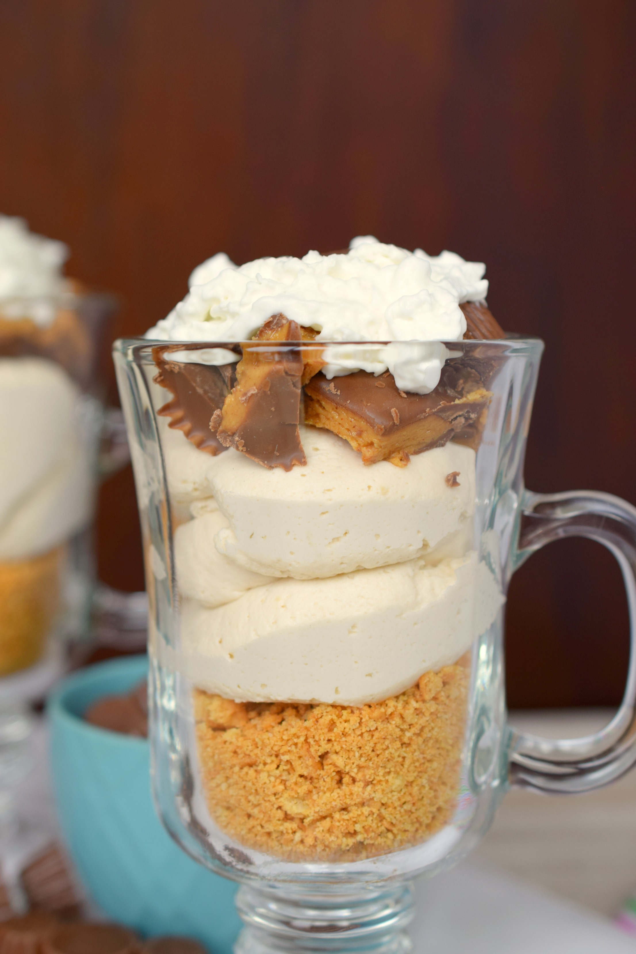 Layered peanut butter delight parfait who needs a cape 