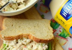 Harvest Chicken Salad is the perfect recipe to make when you have leftover chicken. Serve as a sandwich or over lettuce, this creamy, crunchy salad is delish