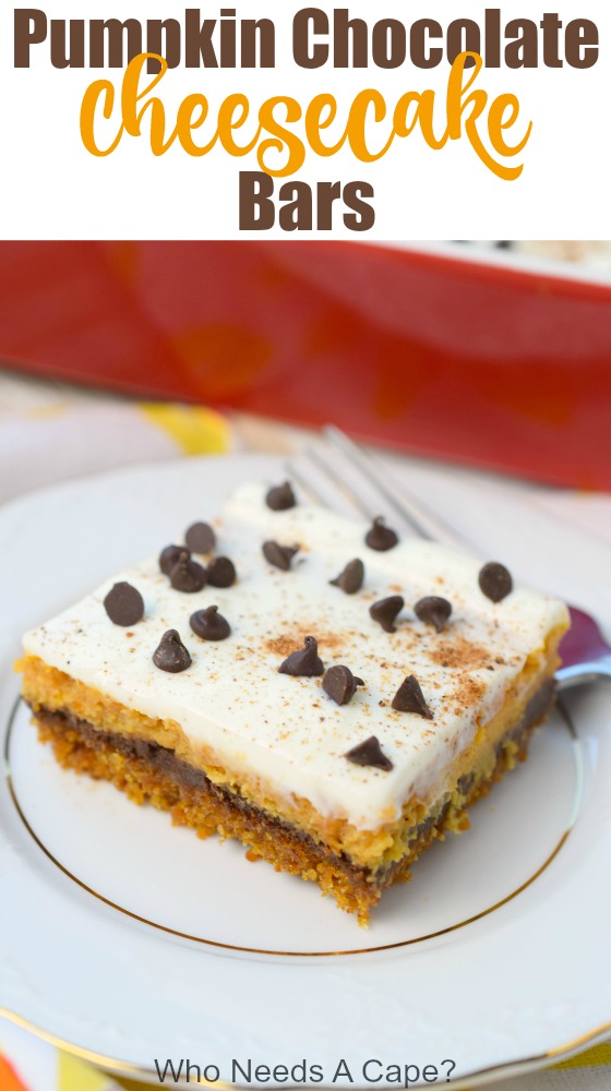 Pumpkin Chocolate Cheesecake Bars