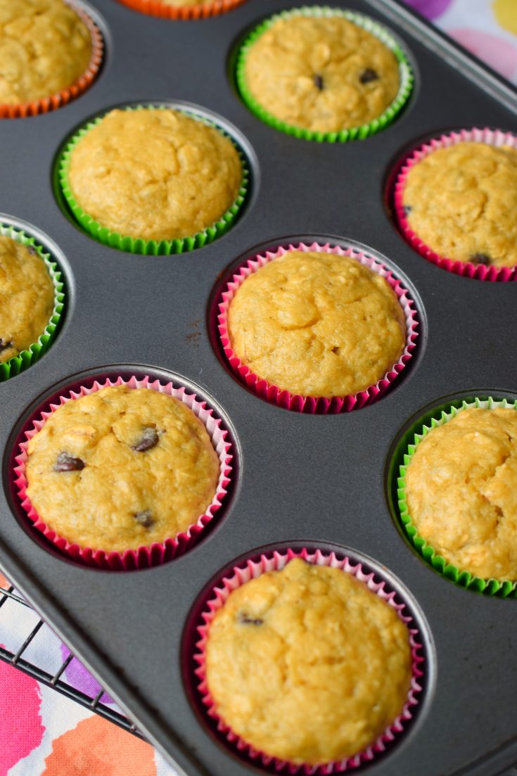 Banana Applesauce Muffins with Chocolate Chips