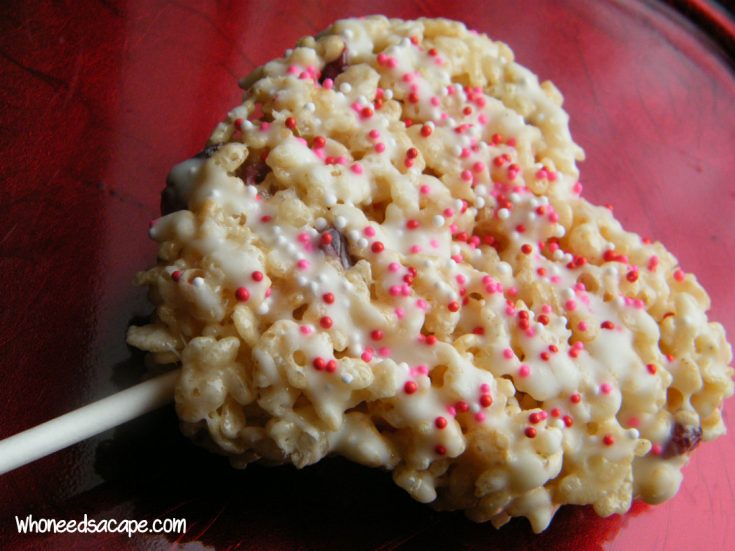Heart Shaped Rice Krispie Treats with Craisins