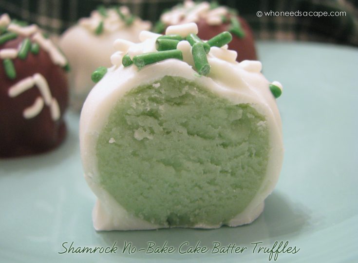 Shamrock No-Bake Cake Batter Truffles