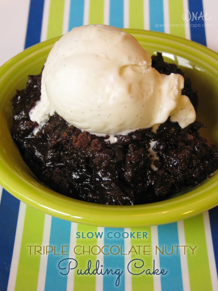 Slow Cooker Triple Chocolate Nutty Pudding Cake