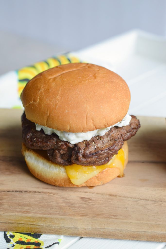 Creamy Olive Spread Topped Burger Who Needs A Cape?